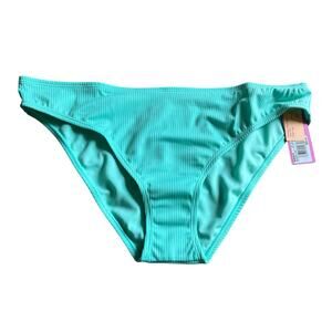NWT! Juniors' Ninety-Nine° Blue High Leg V-Waist Cheeky Bikini Bottoms Size XL